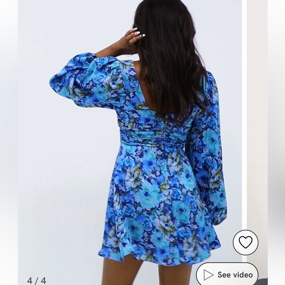 For love and lemons Astor floral blue mini dress - Picture 5 of 14